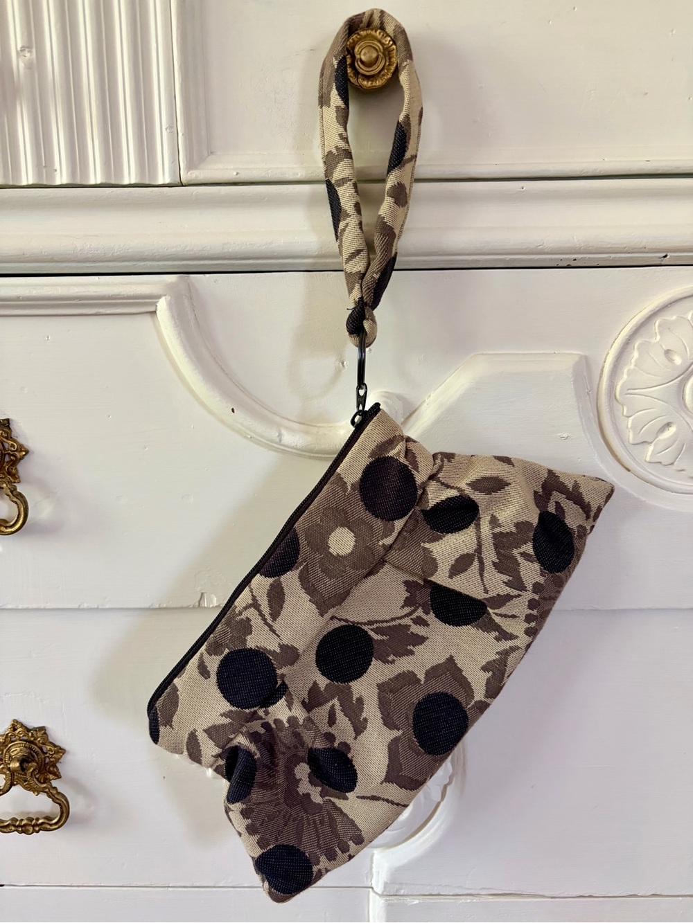 Maruca Polka Dots and Floral Print Wristlet